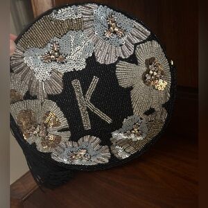 Anthropologie Holiday Monogram Embellished Pouch with the letter 'K’